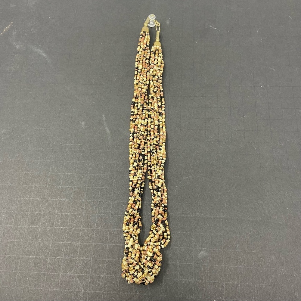 Beaded Twisted Knott | Necklace | Brown Tones | 10” - Picture 5 of 6